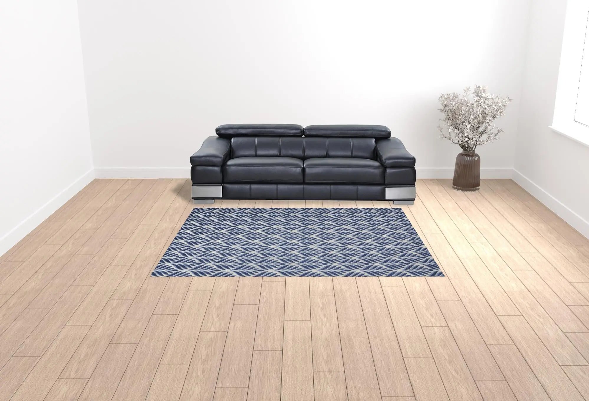 7' X 10' Blue Floral Stain Resistant Non Skid Area Rug Homeroots Outdoor