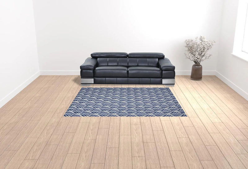 7' X 10' Blue Floral Stain Resistant Non Skid Area Rug Homeroots Outdoor