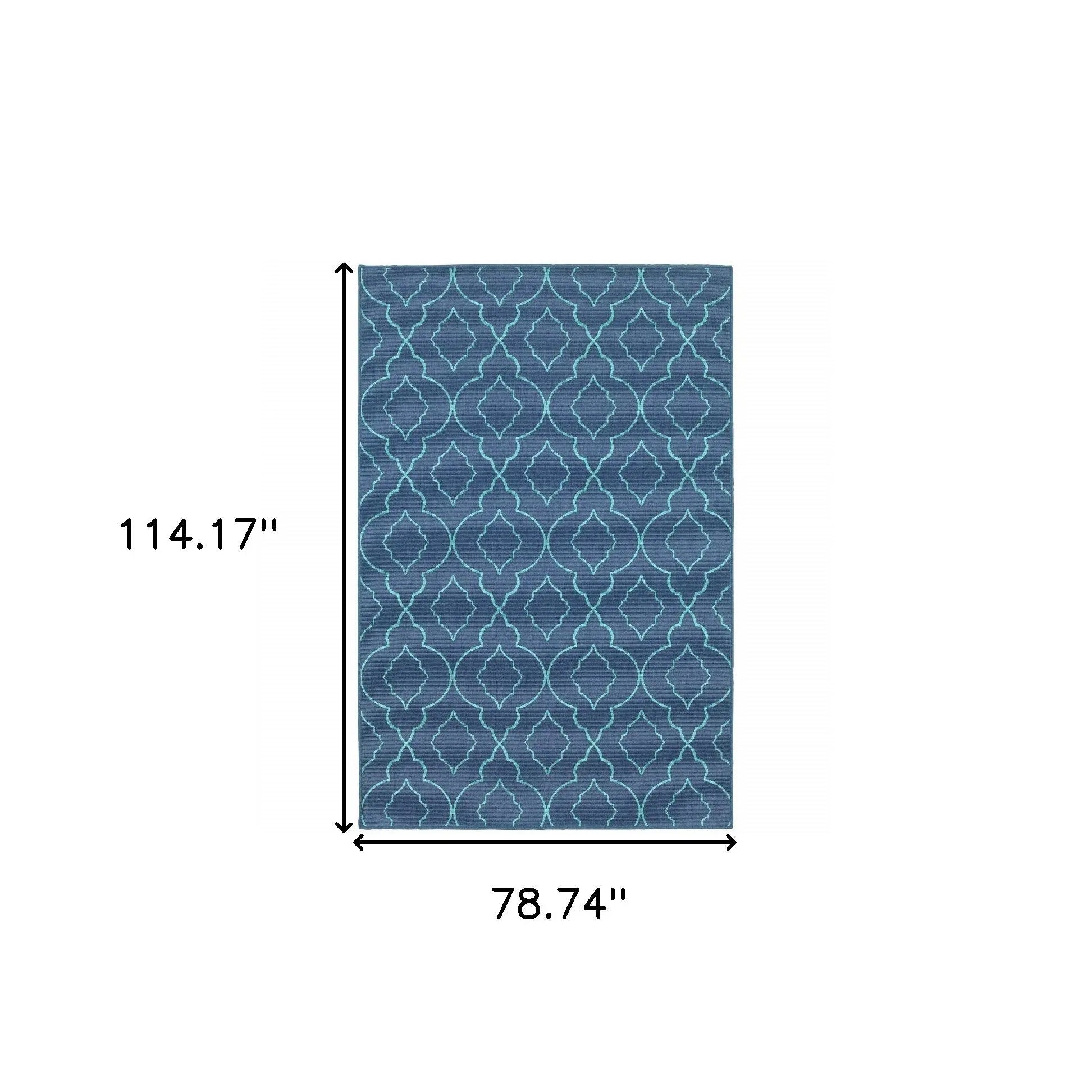 7' X 10' Blue Geometric Stain Resistant Indoor Outdoor Area Rug Homeroots Outdoor
