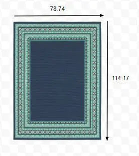 7' X 10' Blue and Green Indoor Outdoor Area Rug Homeroots Outdoor