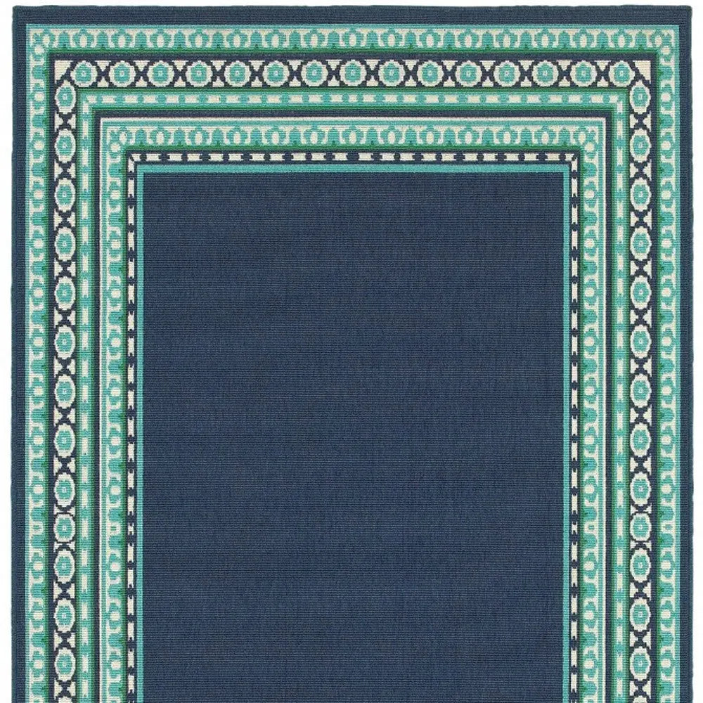 7' X 10' Blue and Green Indoor Outdoor Area Rug Homeroots Outdoor