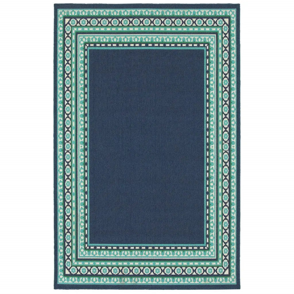 7' X 10' Blue and Green Indoor Outdoor Area Rug Homeroots Outdoor