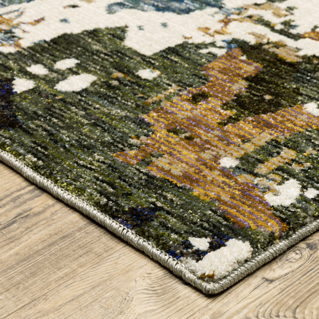 7' X 10' Blue and Ivory Abstract Power Loom Area Rug Homeroots Home Decor