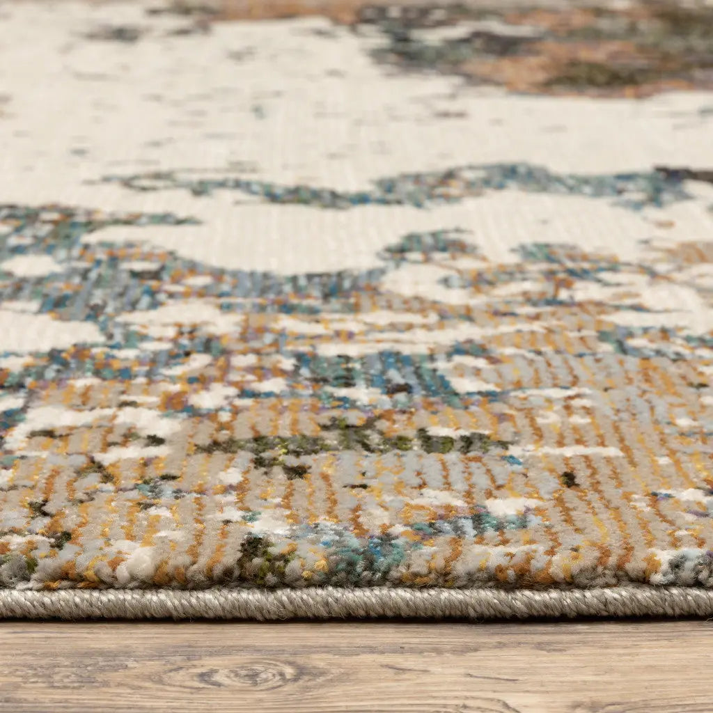 7' X 10' Blue and Ivory Abstract Power Loom Area Rug Homeroots Home Decor