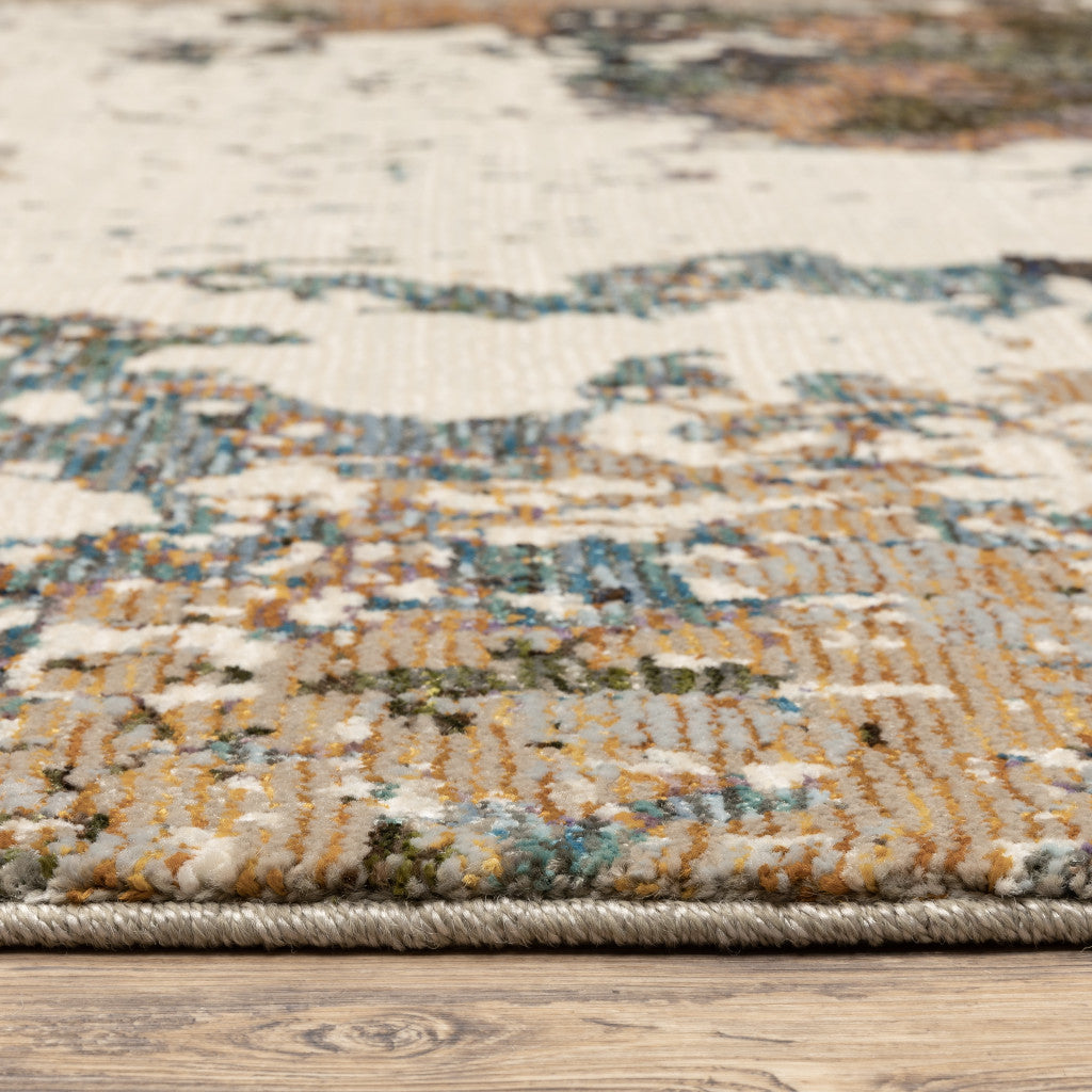 7' X 10' Blue and Ivory Abstract Power Loom Area Rug Homeroots Home Decor