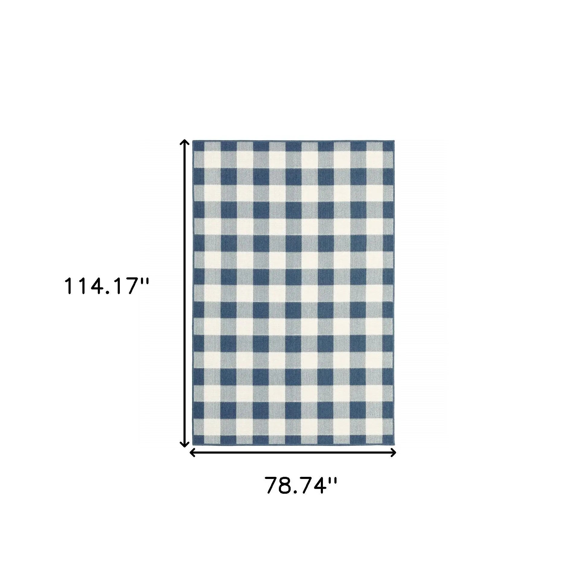 7' X 10' Blue and Ivory Geometric Stain Resistant Indoor Outdoor Area Rug Homeroots Outdoor