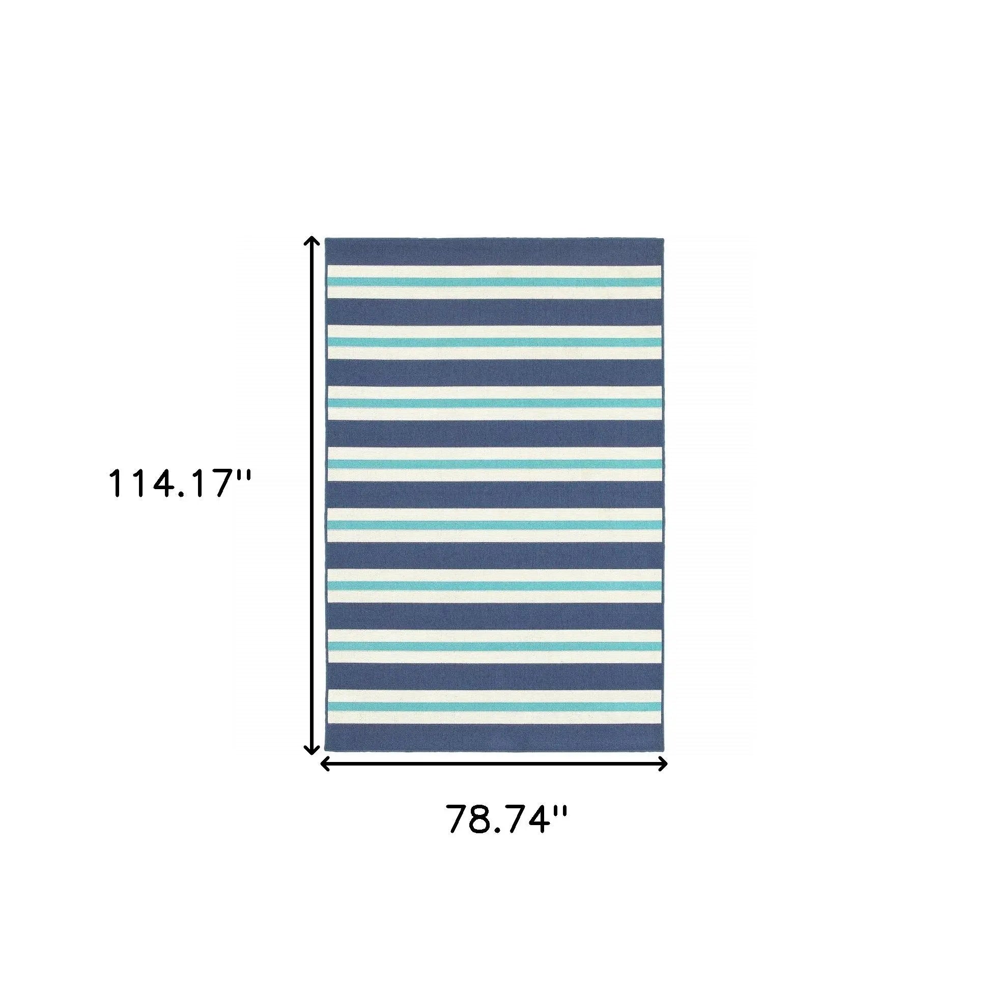 7' X 10' Blue and Ivory Geometric Stain Resistant Indoor Outdoor Area Rug Homeroots Outdoor