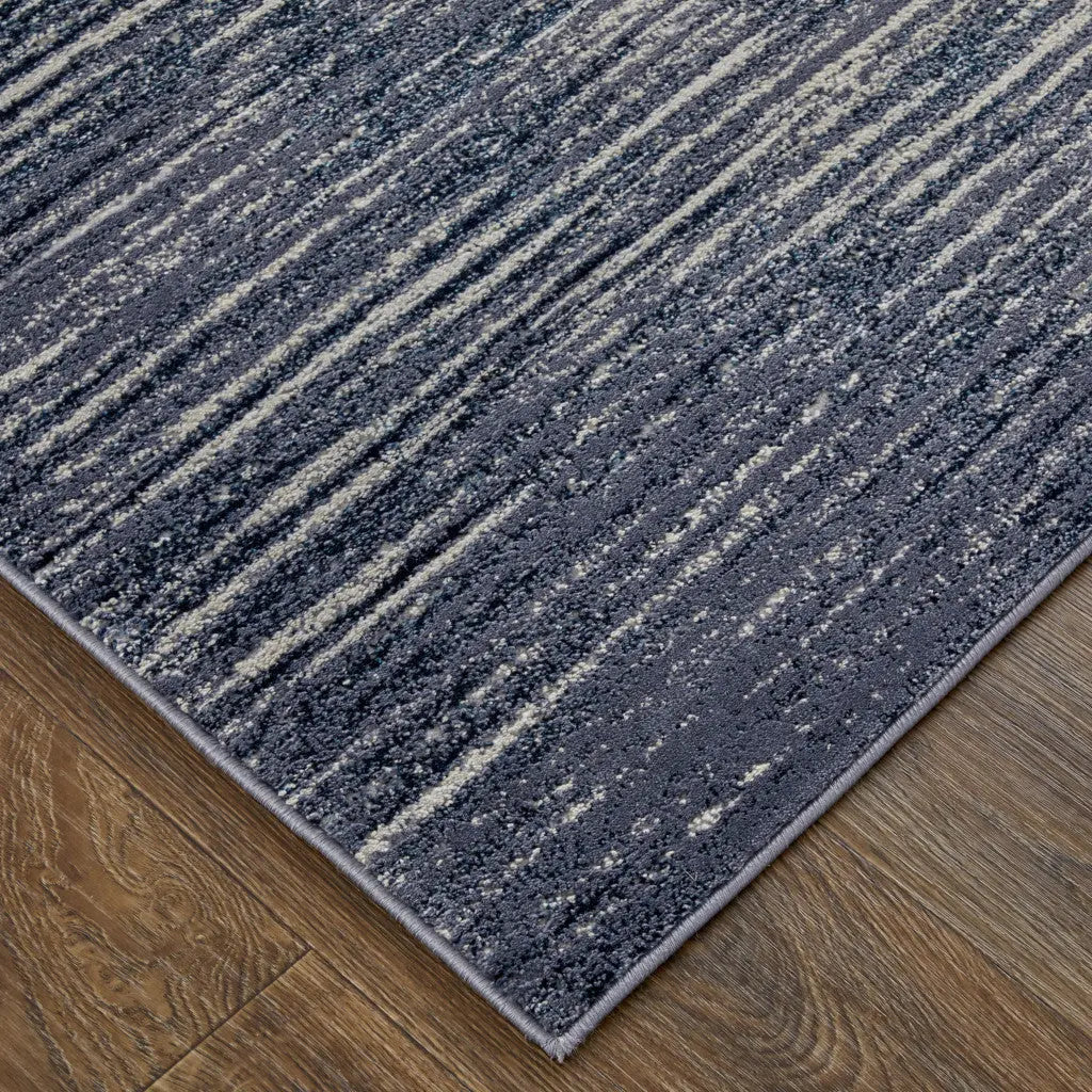 7' X 10' Blue and Ivory Striped Power Loom Distressed Non Skid Area Rug Homeroots Home Decor