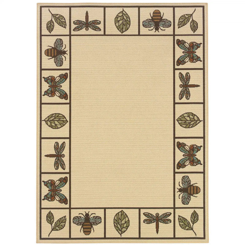 7' X 10' Brown and Ivory Abstract Stain Resistant Indoor Outdoor Area Rug Homeroots Outdoor