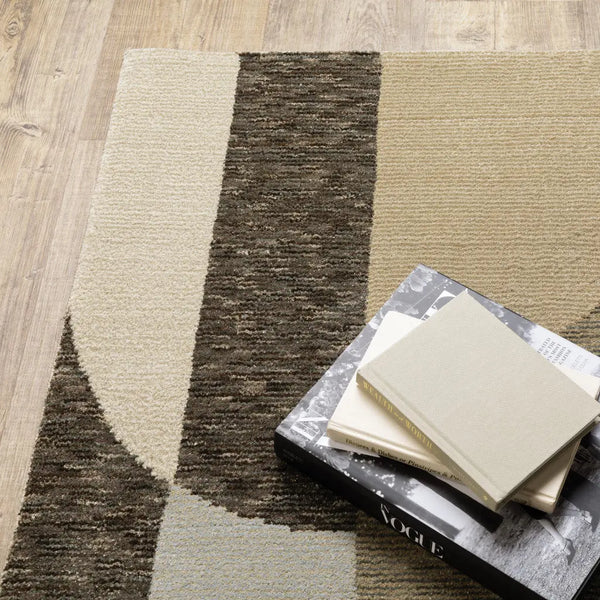 7' X 10' Brown and Ivory Geometric Power Loom Area Rug Homeroots Home Decor