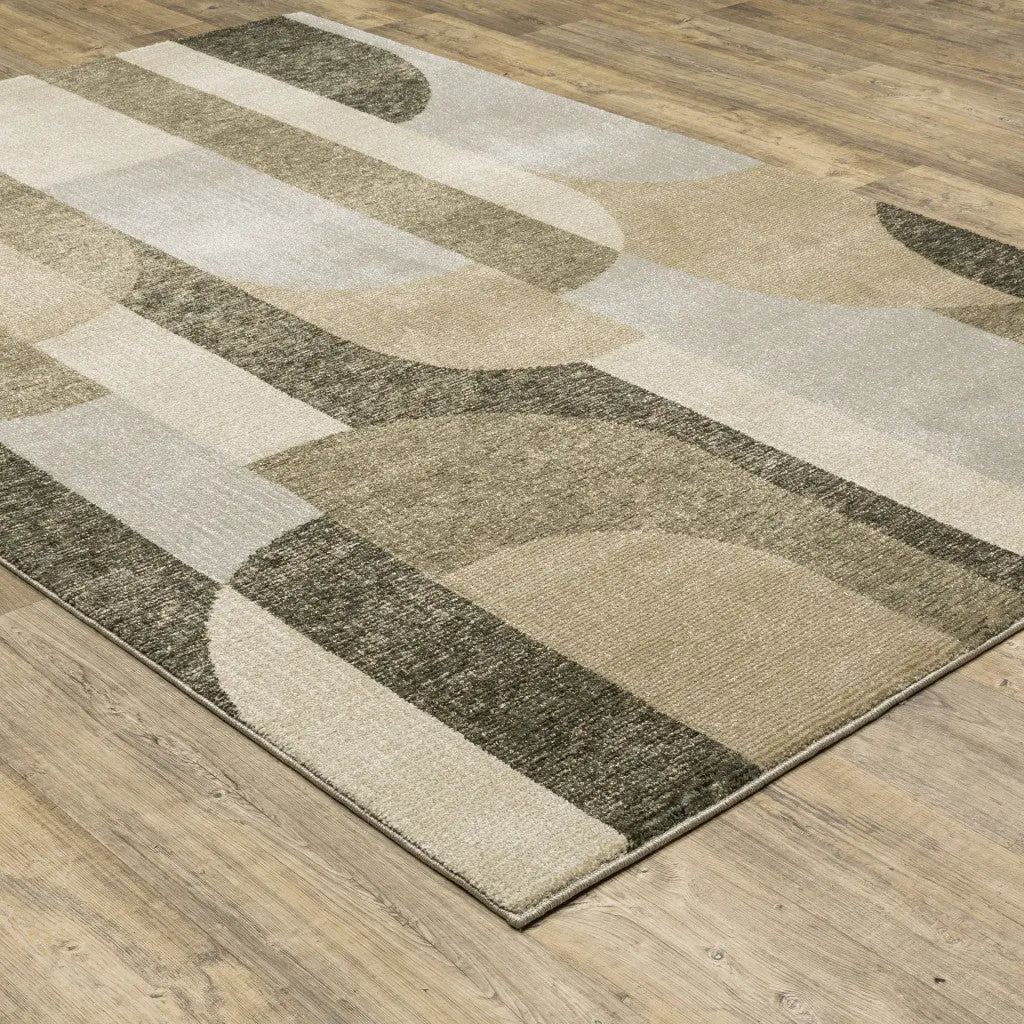 7' X 10' Brown and Ivory Geometric Power Loom Area Rug Homeroots Home Decor