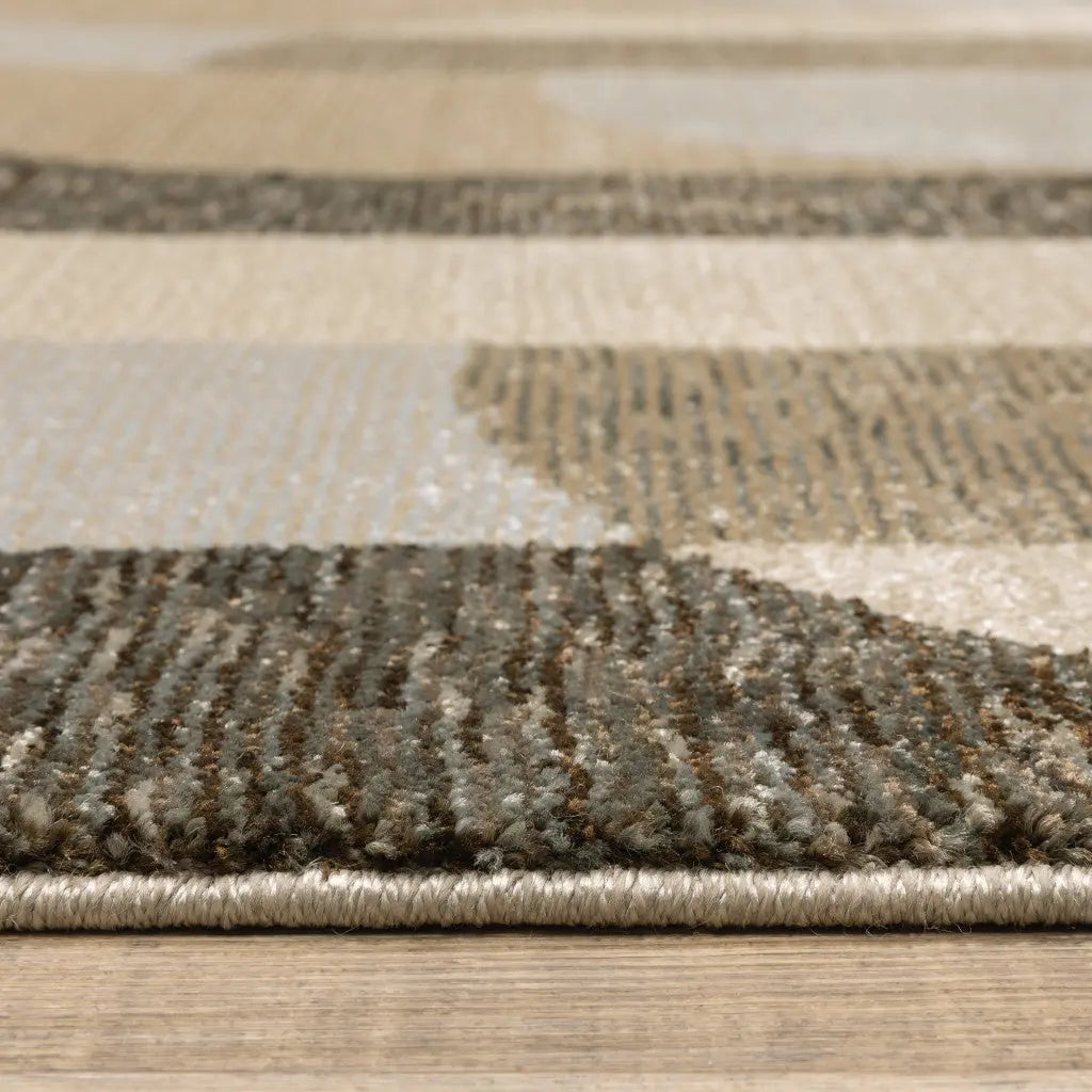 7' X 10' Brown and Ivory Geometric Power Loom Area Rug Homeroots Home Decor