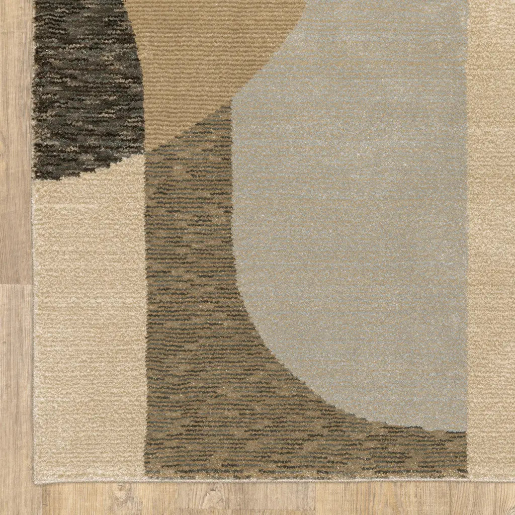 7' X 10' Brown and Ivory Geometric Power Loom Area Rug Homeroots Home Decor