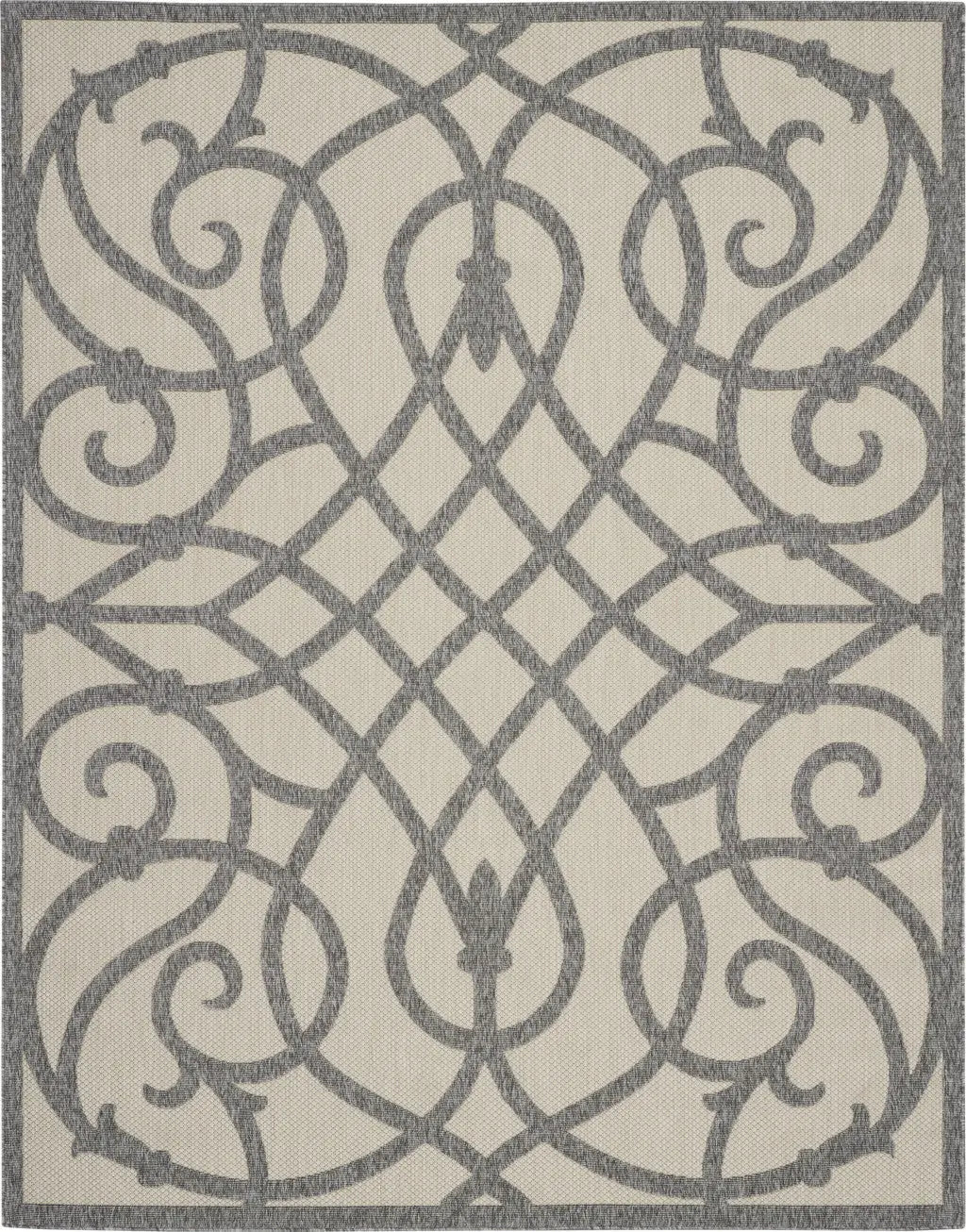 7' X 10' Cream And Gray Trellis Indoor Outdoor Area Rug Homeroots Outdoor