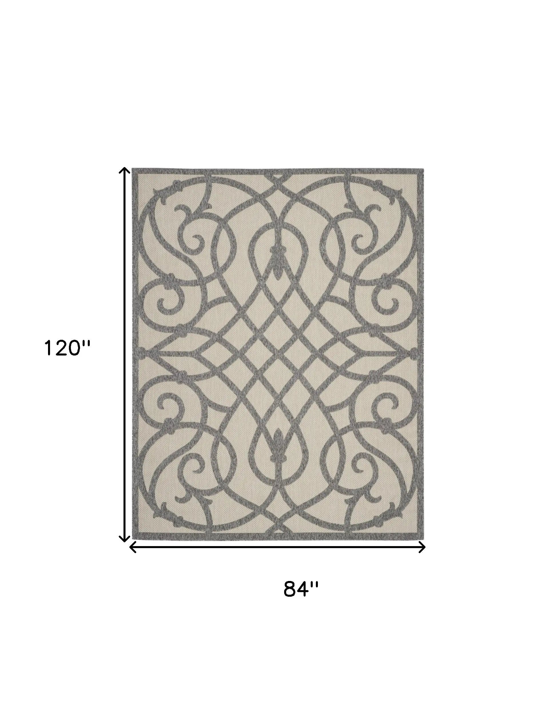 7' X 10' Cream And Gray Trellis Indoor Outdoor Area Rug Homeroots Outdoor