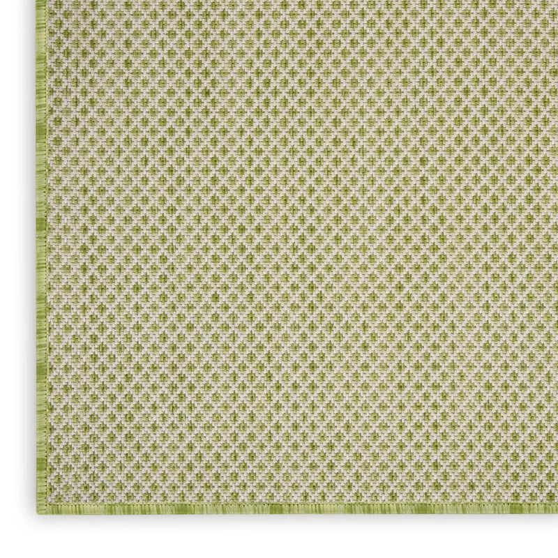 7' X 10' Green And Ivory Indoor Outdoor Area Rug Homeroots Outdoor