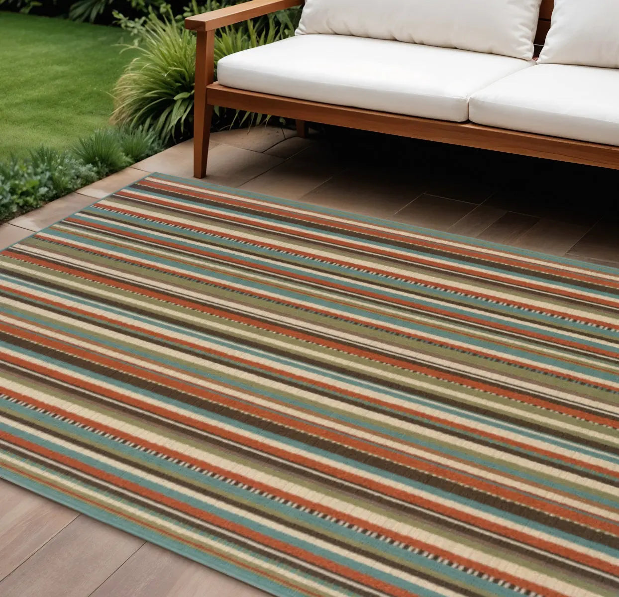 7' X 10' Green Indoor Outdoor Area Rug Homeroots Outdoor