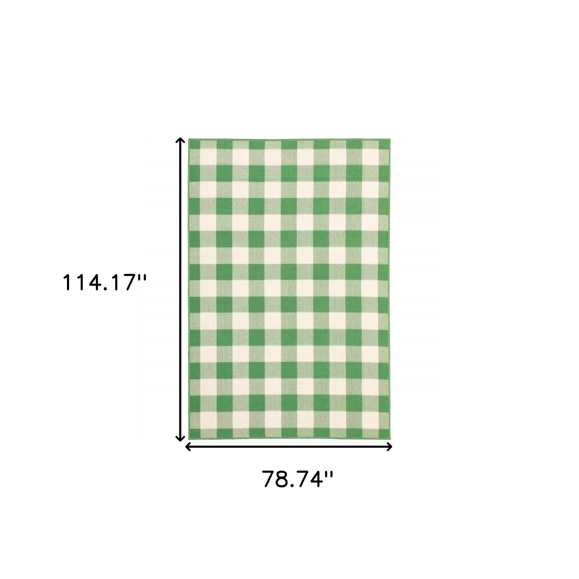 7' X 10' Green and Ivory Geometric Stain Resistant Indoor Outdoor Area Rug Homeroots Outdoor
