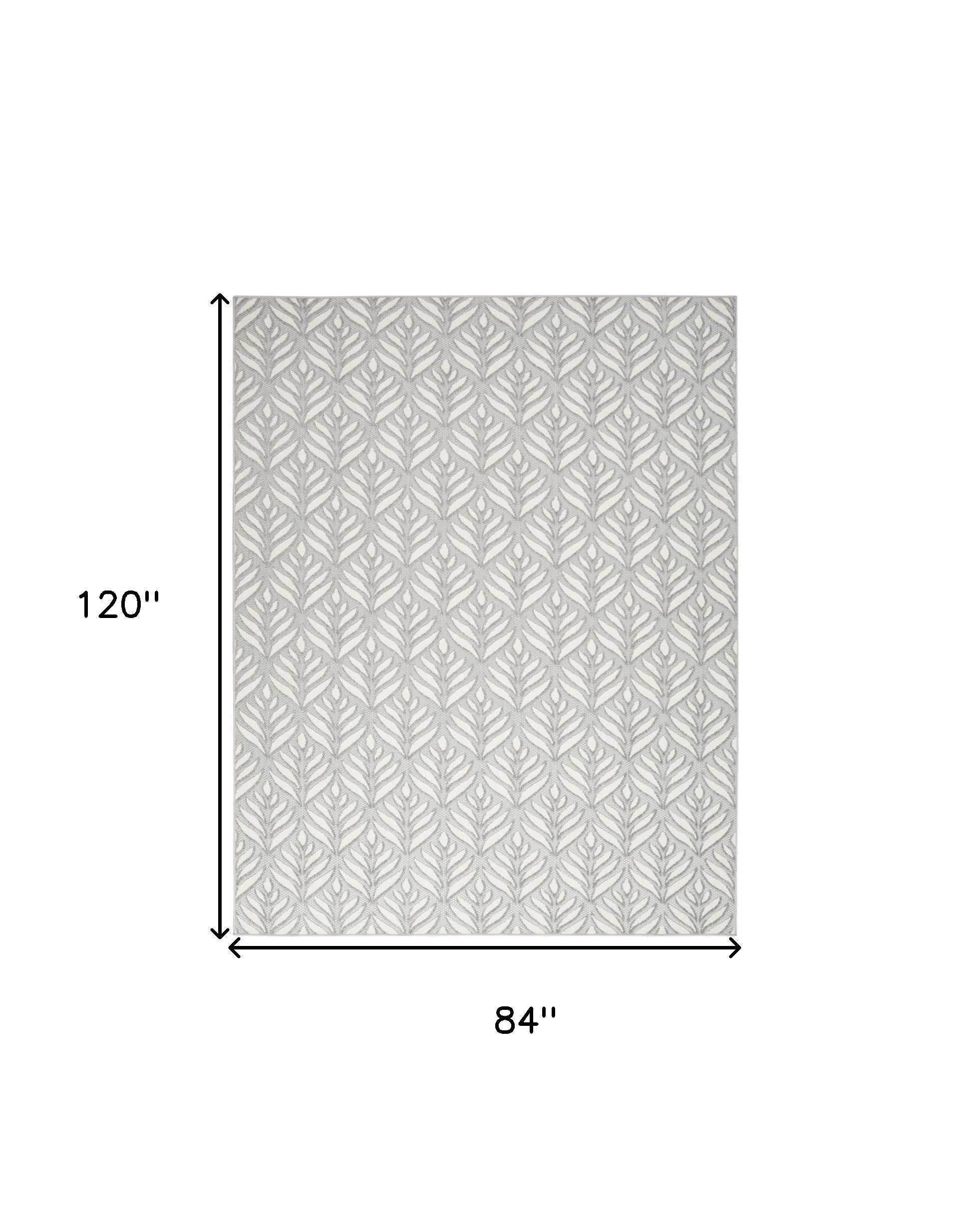 7' X 10' Grey Floral Stain Resistant Non Skid Area Rug Homeroots Outdoor