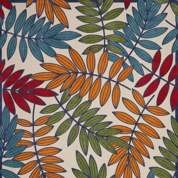 7' X 10' Ivory And Blue Floral Indoor Outdoor Area Rug - GreatEagleInc
