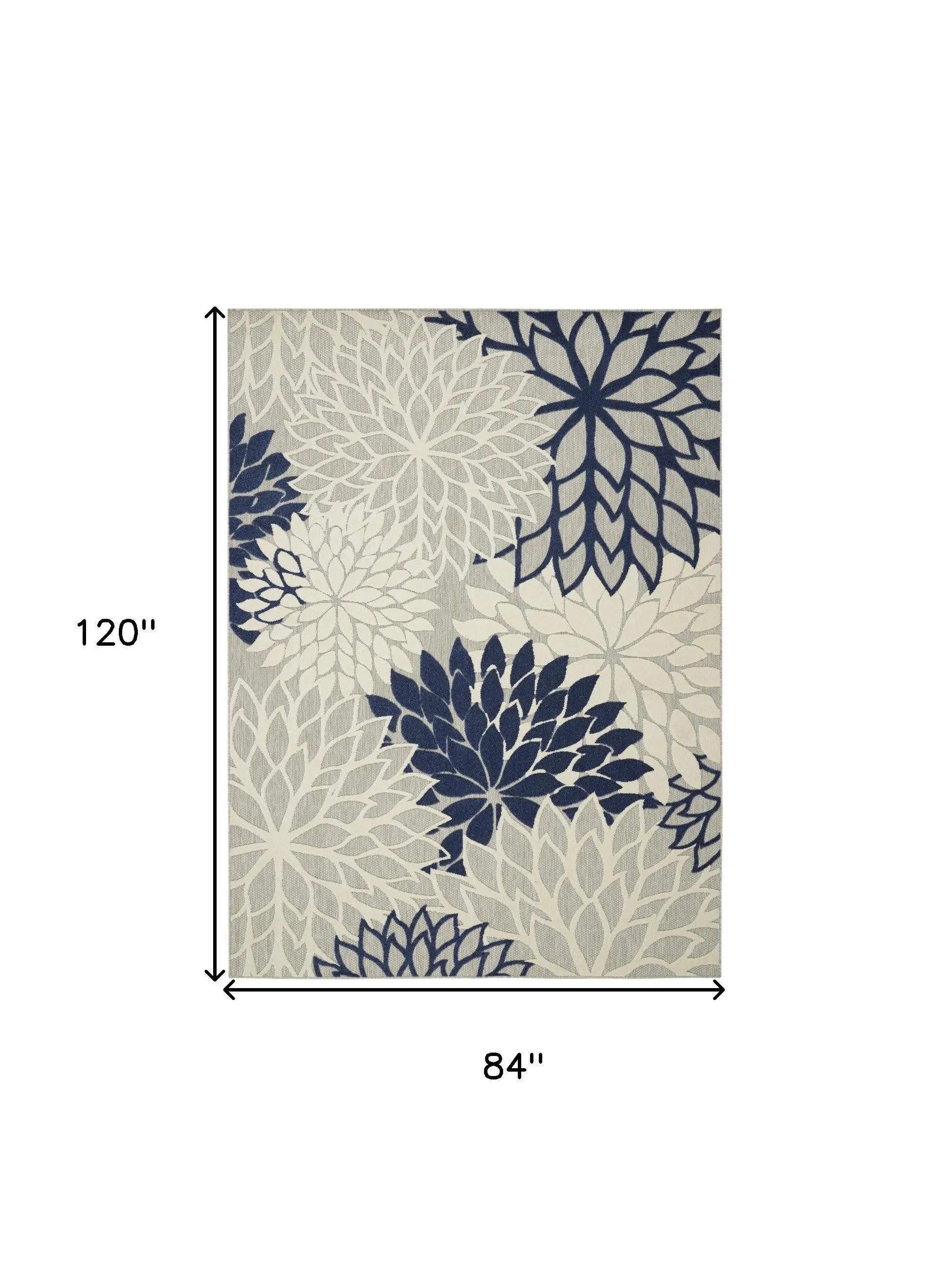 7' X 10' Ivory And Blue Indoor Outdoor Area Rug - GreatEagleInc