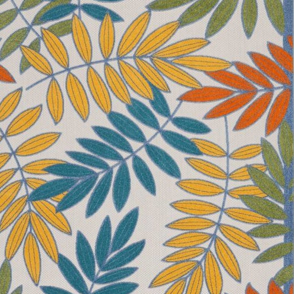 7' X 10' Ivory And Blue Indoor Outdoor Area Rug - GreatEagleInc