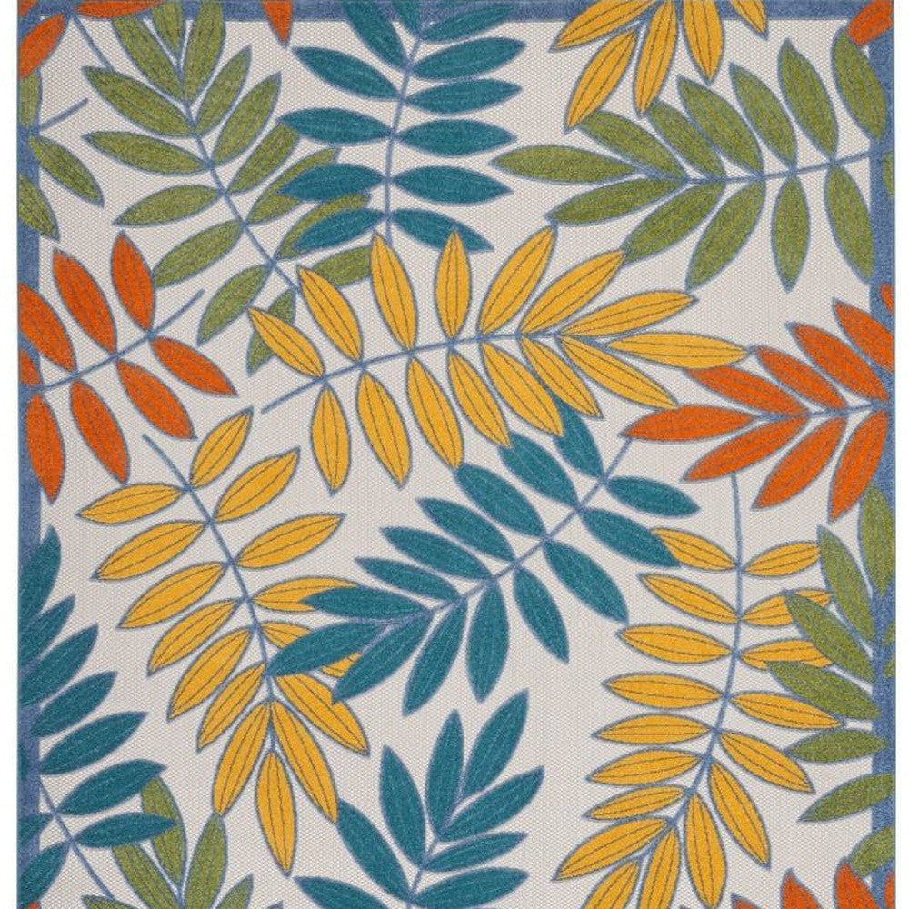 7' X 10' Ivory And Blue Indoor Outdoor Area Rug - GreatEagleInc