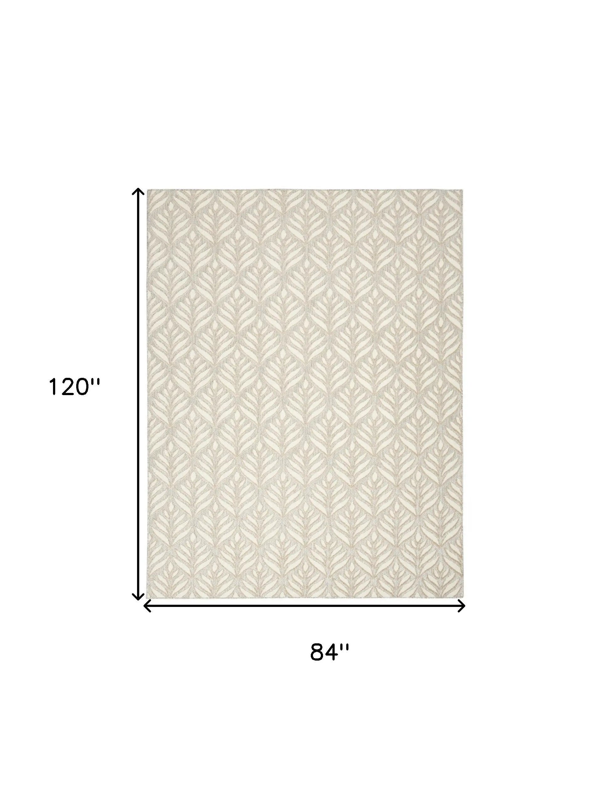 7' X 10' Ivory And Grey Floral Stain Resistant Non Skid Area Rug Homeroots Outdoor