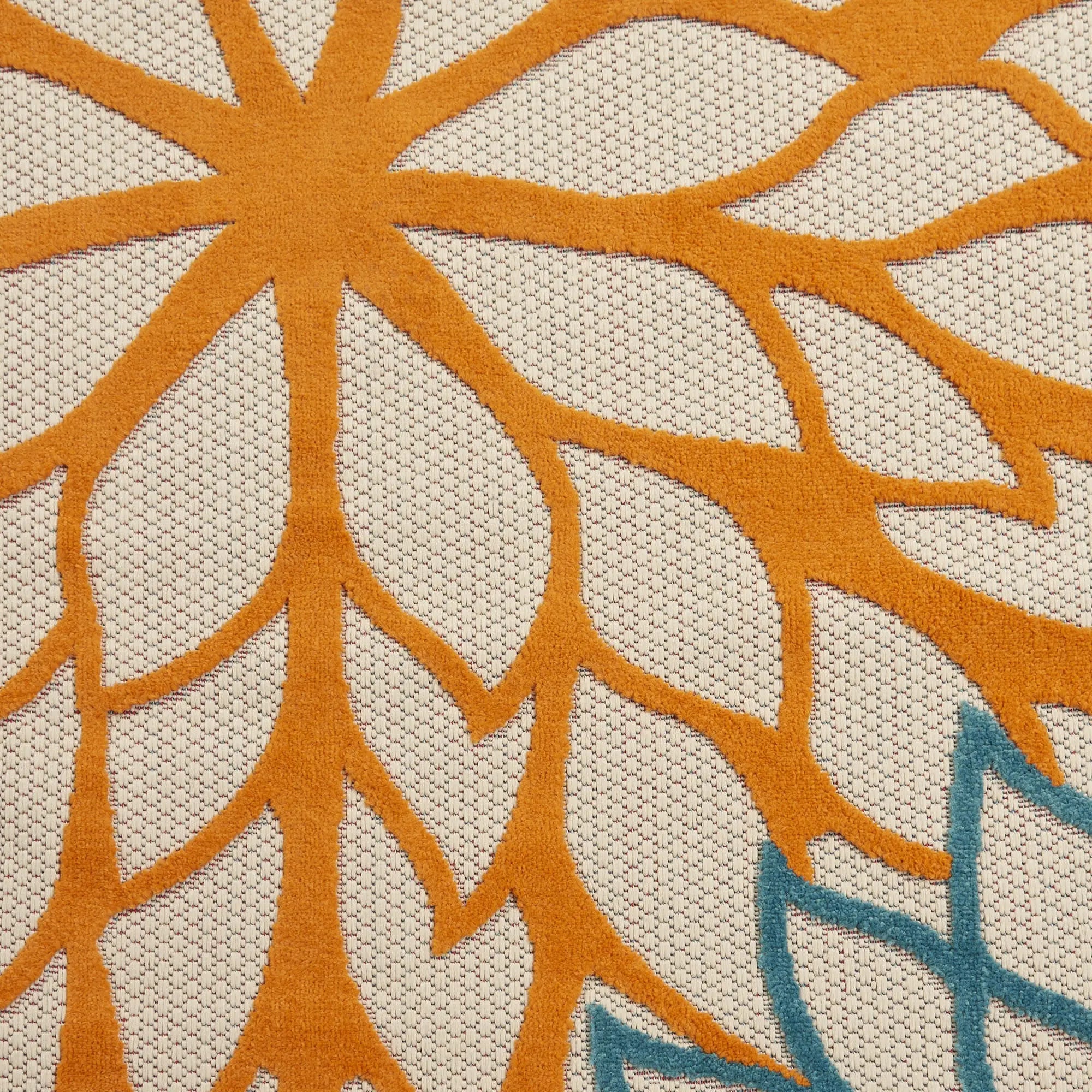 7' X 10' Ivory Green Blue Orange And Red Floral Indoor Outdoor Area Rug Homeroots Outdoor