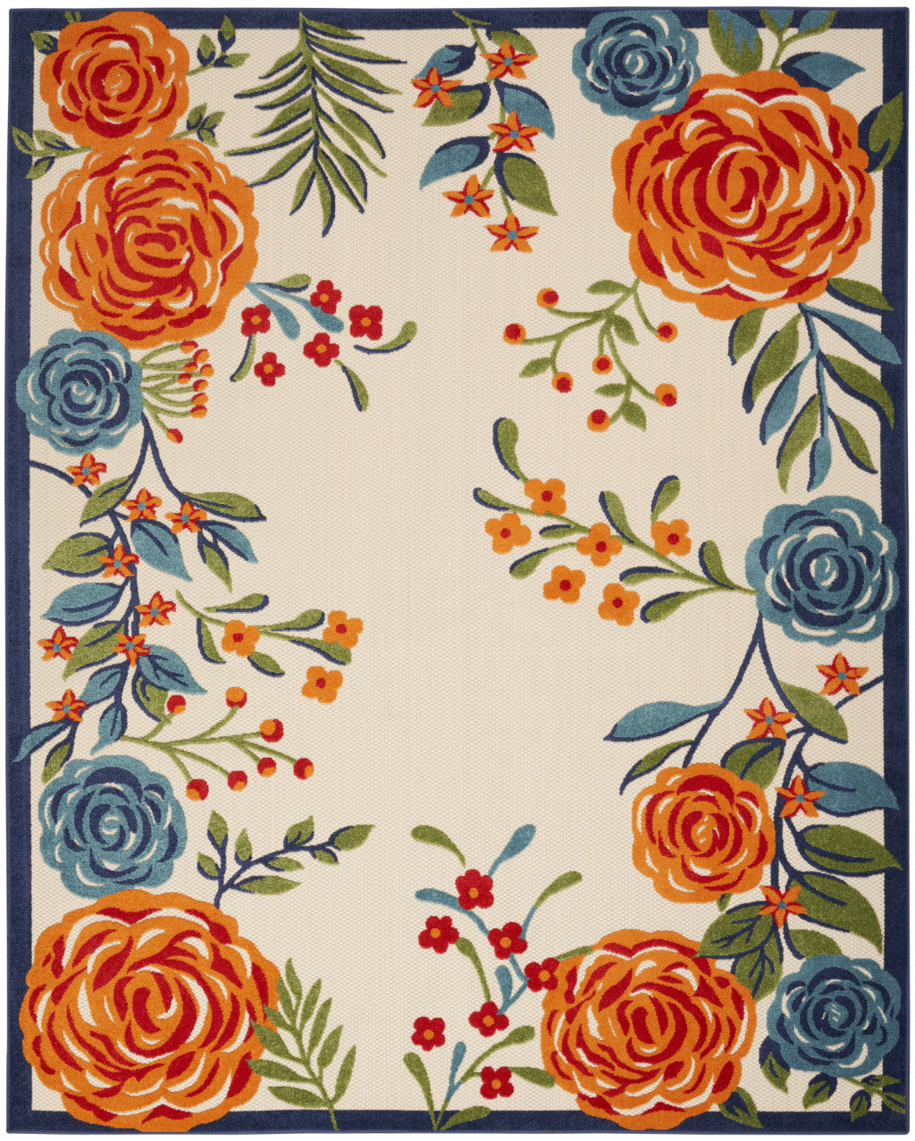 7' X 10' Multicolor Floral Stain Resistant Non Skid Area Rug Homeroots Outdoor