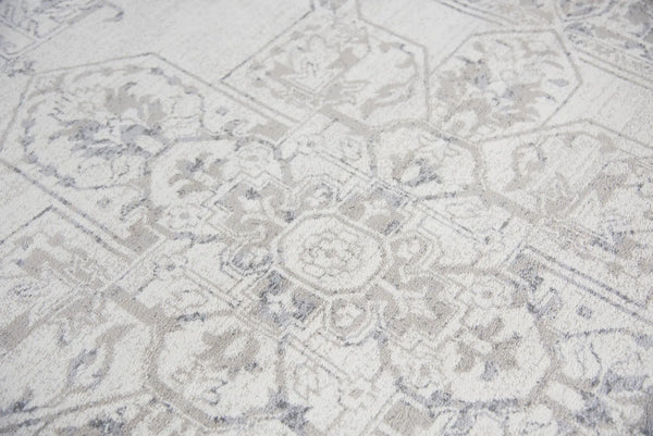 7' X 10' Natural Beige Gray And Dark Gray Medallion Area Rug Homeroots Home Decor