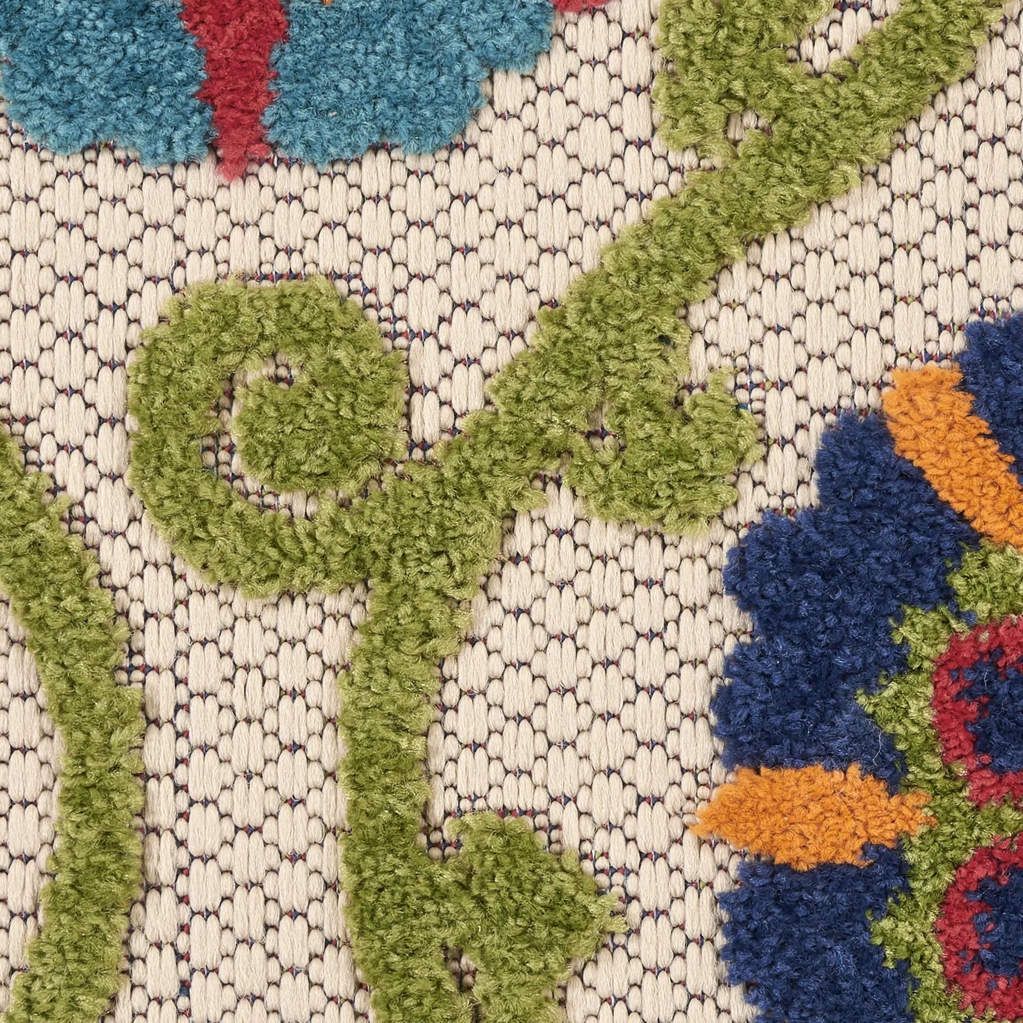 7' X 10' Navy Blue Beige Green Blue And Red Floral Indoor Outdoor Area Rug Homeroots Outdoor