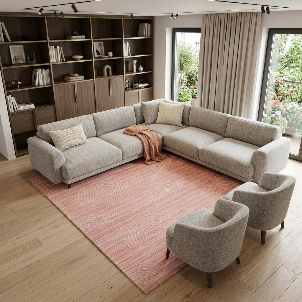7' X 10' Pink Abstract Area Rug Homeroots Home Decor