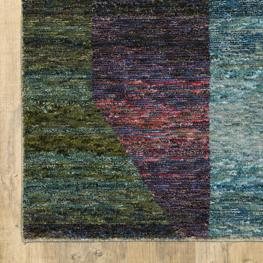 7' X 10' Purple and Red Geometric Power Loom Area Rug Homeroots Home Decor