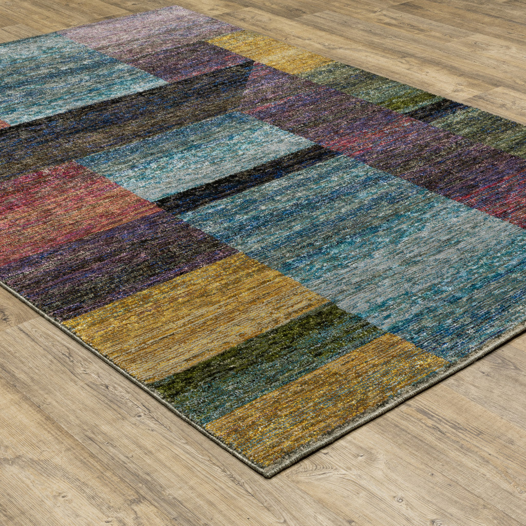 7' X 10' Purple and Red Geometric Power Loom Area Rug Homeroots Home Decor