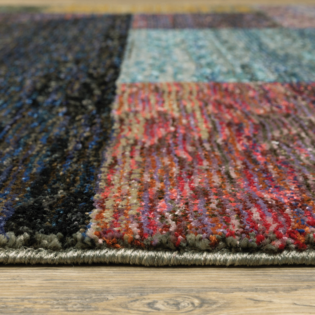 7' X 10' Purple and Red Geometric Power Loom Area Rug Homeroots Home Decor