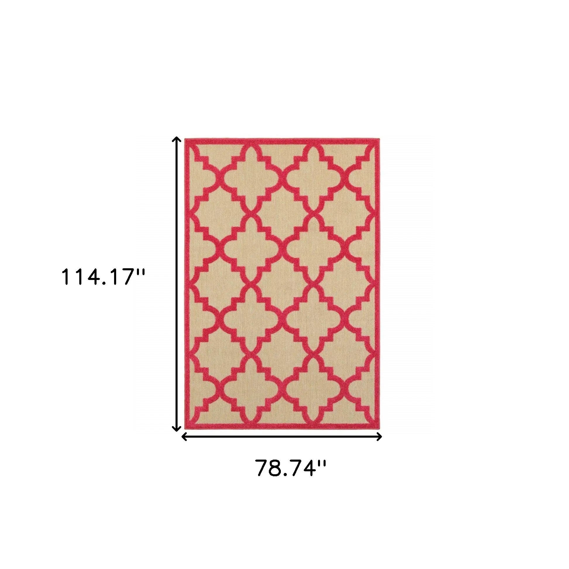 7' X 10' Red Geometric Stain Resistant Indoor Outdoor Area Rug Homeroots Outdoor