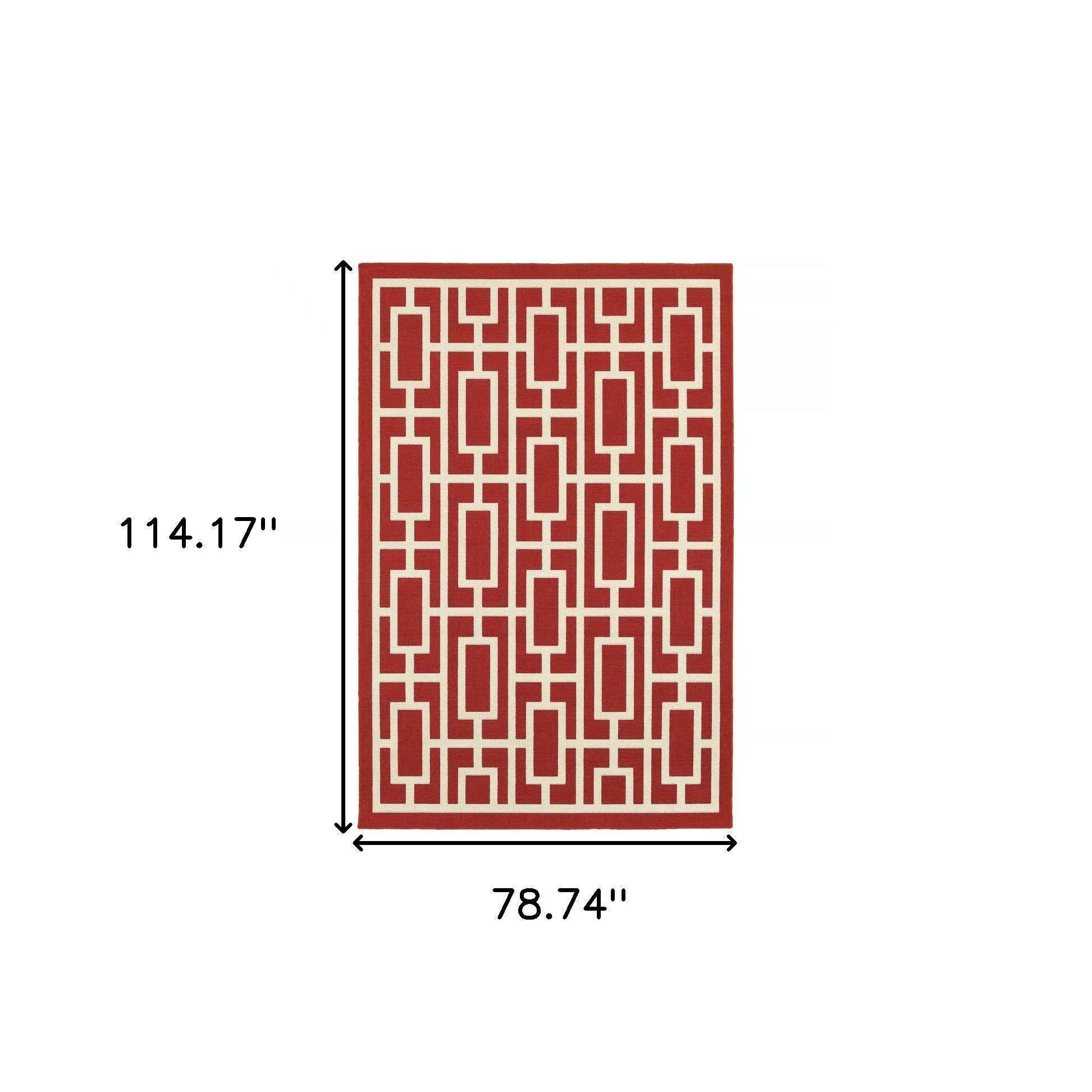 7' X 10' Red and Ivory Geometric Stain Resistant Indoor Outdoor Area Rug Homeroots Outdoor