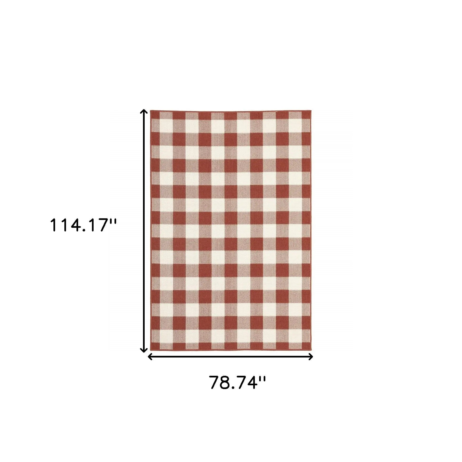 7' X 10' Red and Ivory Geometric Stain Resistant Indoor Outdoor Area Rug Homeroots Outdoor