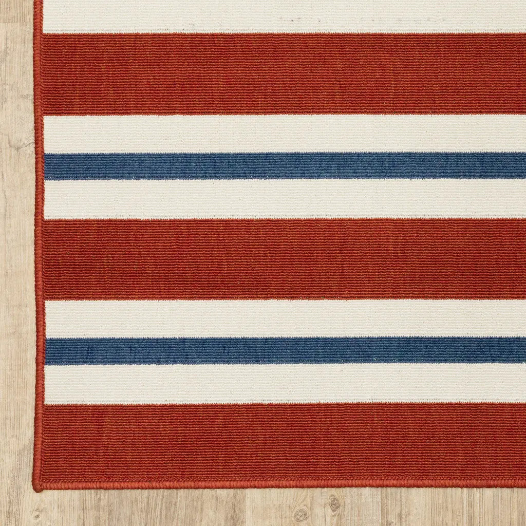 7' X 10' Red and Ivory Geometric Stain Resistant Indoor Outdoor Area Rug Homeroots Outdoor