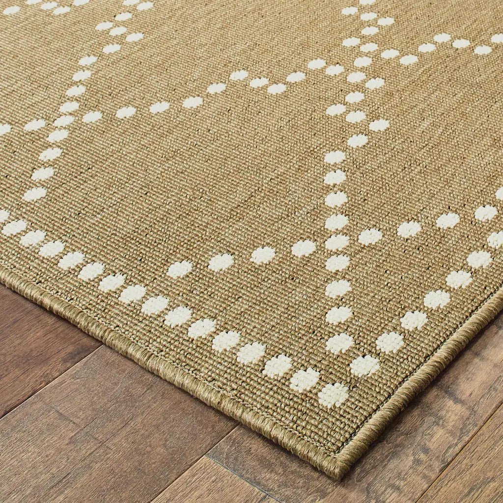 7' X 10' Tan Geometric Stain Resistant Indoor Outdoor Area Rug Homeroots Outdoor