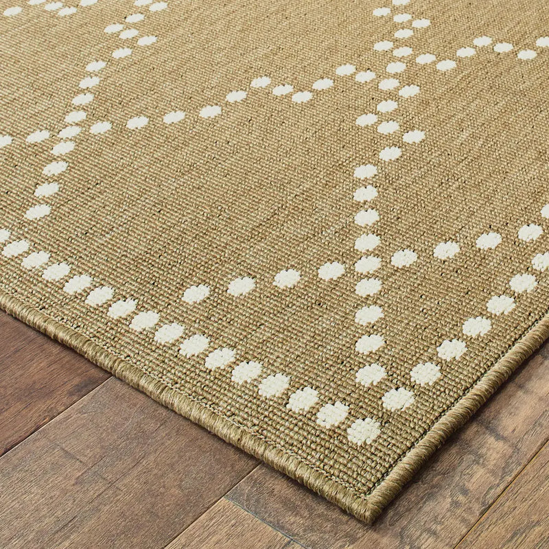 7' X 10' Tan Geometric Stain Resistant Indoor Outdoor Area Rug Homeroots Outdoor