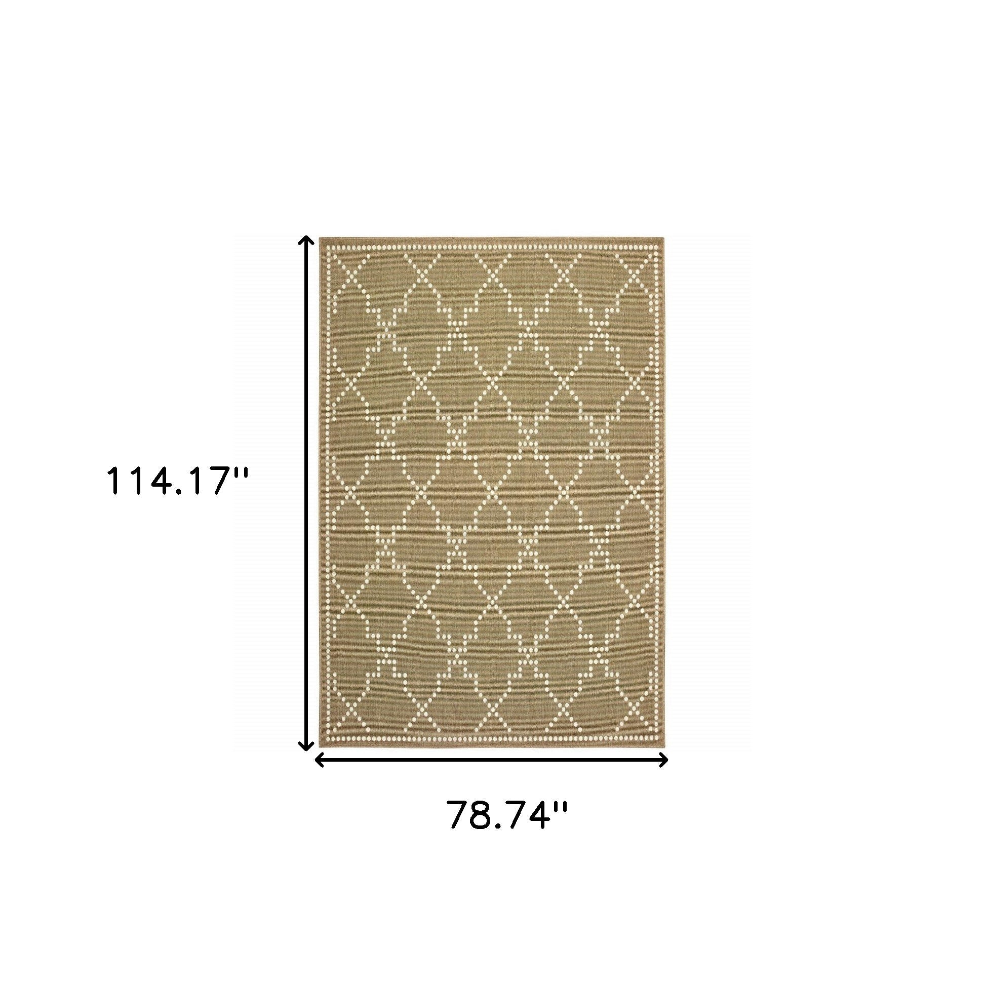 7' X 10' Tan Geometric Stain Resistant Indoor Outdoor Area Rug Homeroots Outdoor