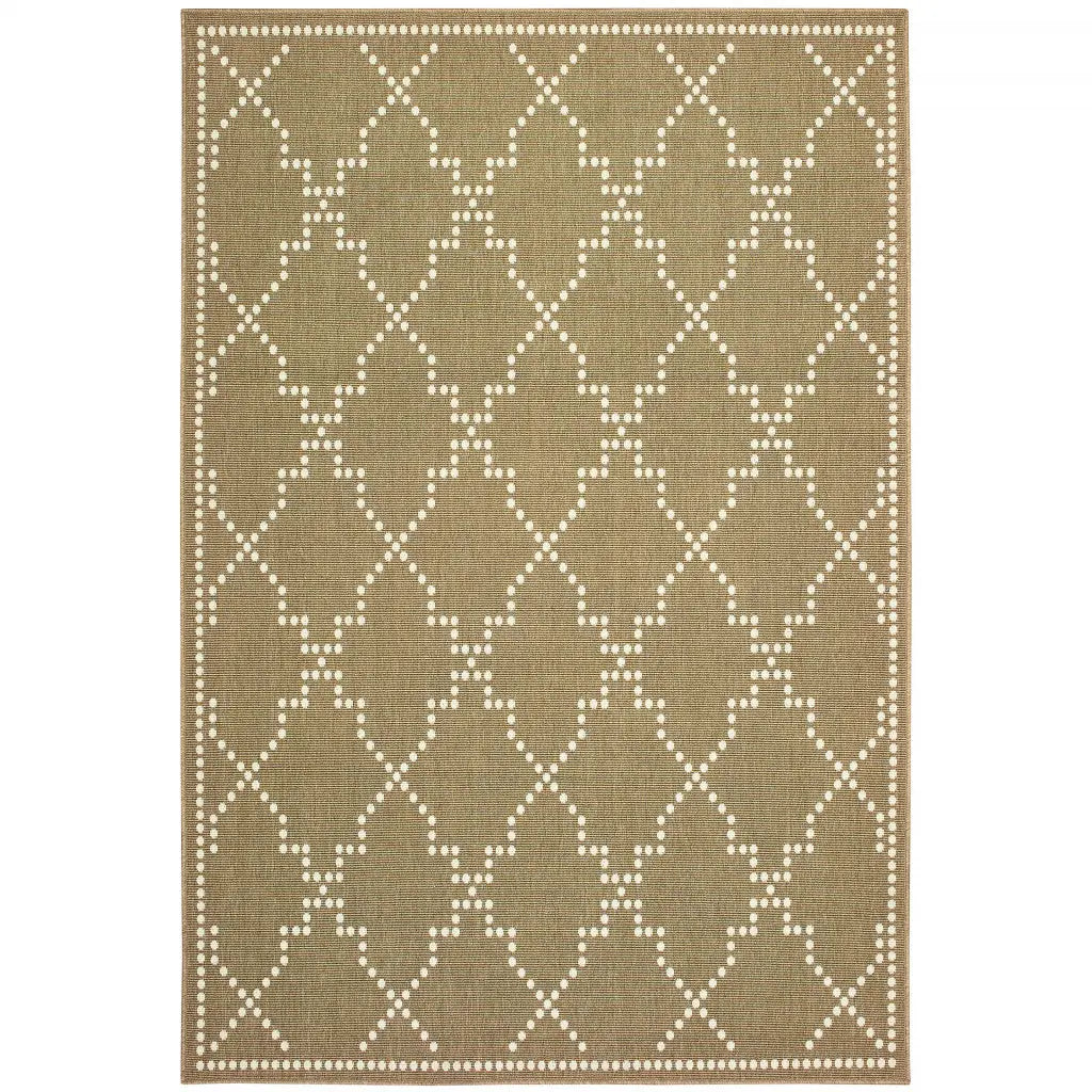 7' X 10' Tan Geometric Stain Resistant Indoor Outdoor Area Rug Homeroots Outdoor