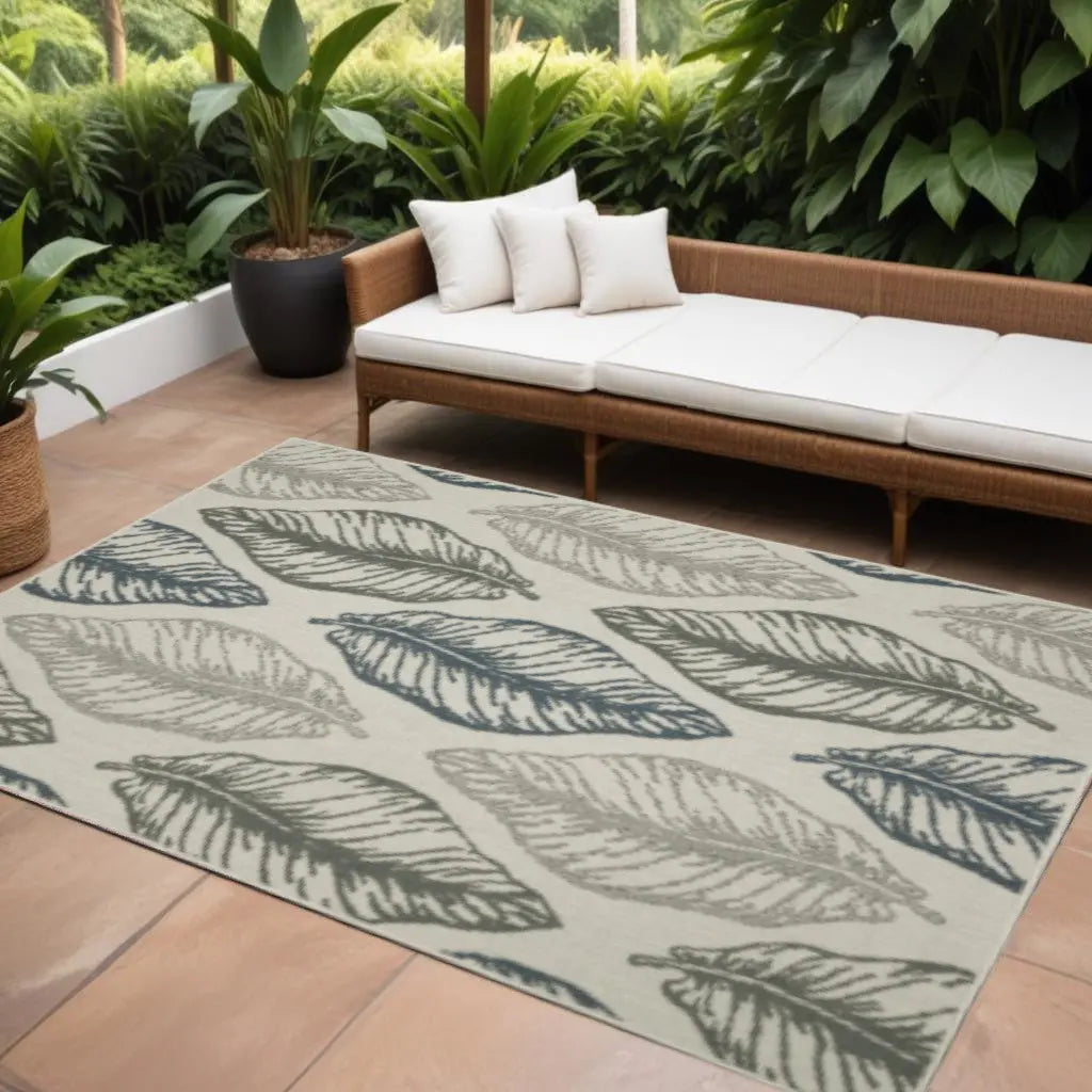 7' X 9' Beige Floral Stain Resistant Indoor Outdoor Area Rug Homeroots Outdoor