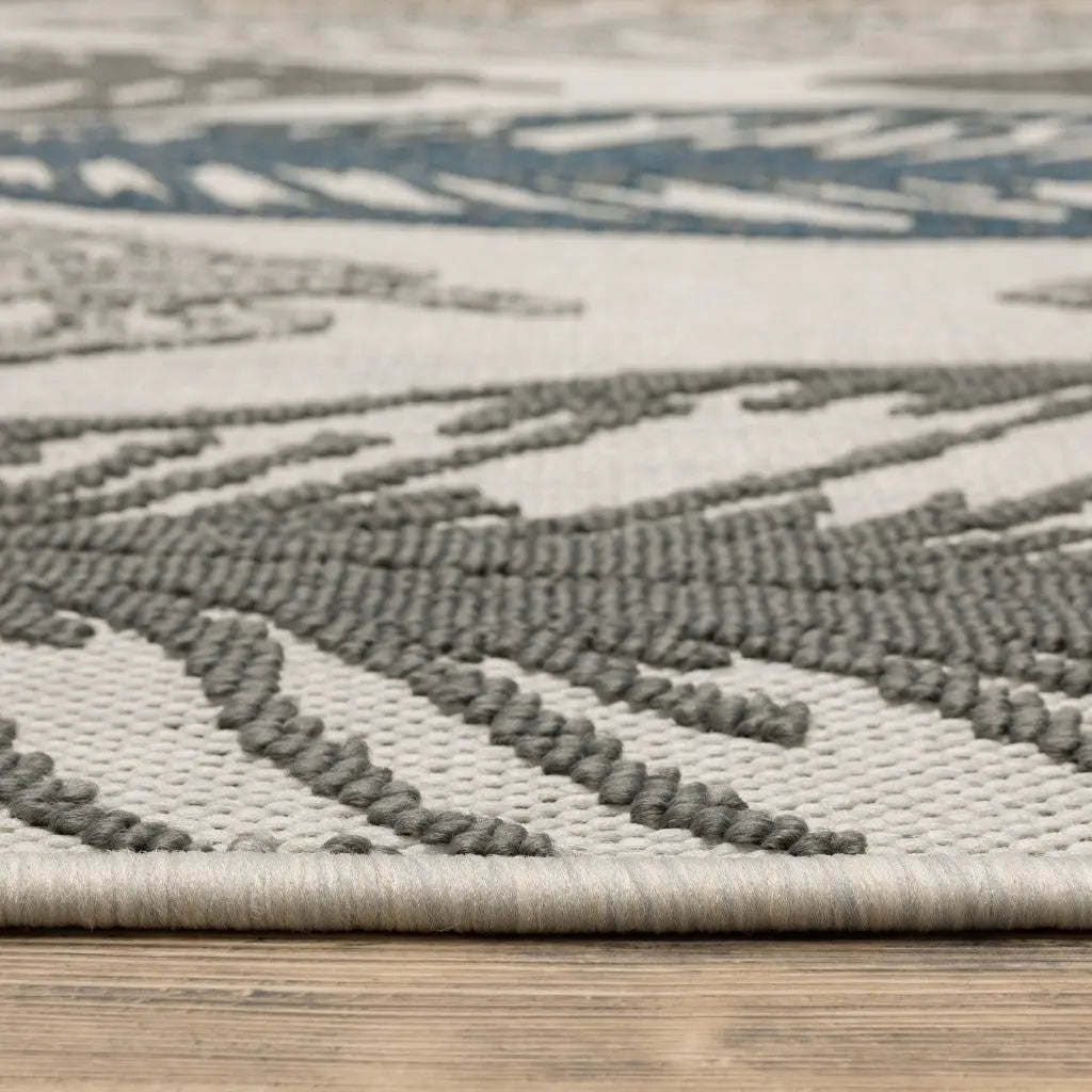 7' X 9' Beige Floral Stain Resistant Indoor Outdoor Area Rug Homeroots Outdoor