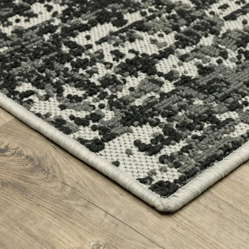 7' X 9' Beige and Black Abstract Stain Resistant Indoor Outdoor Area Rug Homeroots Outdoor