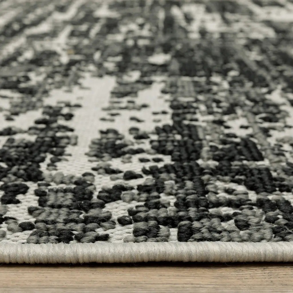 7' X 9' Beige and Black Abstract Stain Resistant Indoor Outdoor Area Rug Homeroots Outdoor