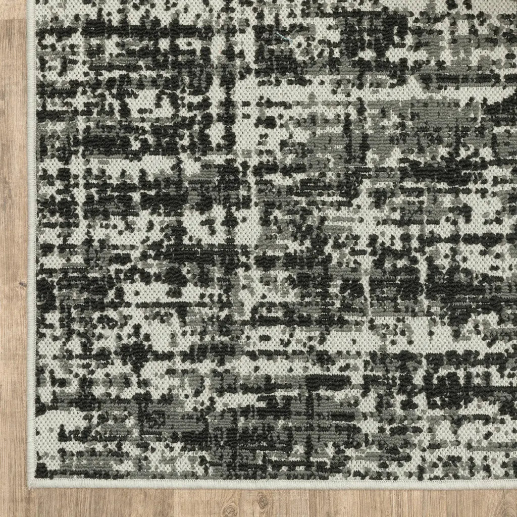 7' X 9' Beige and Black Abstract Stain Resistant Indoor Outdoor Area Rug Homeroots Outdoor