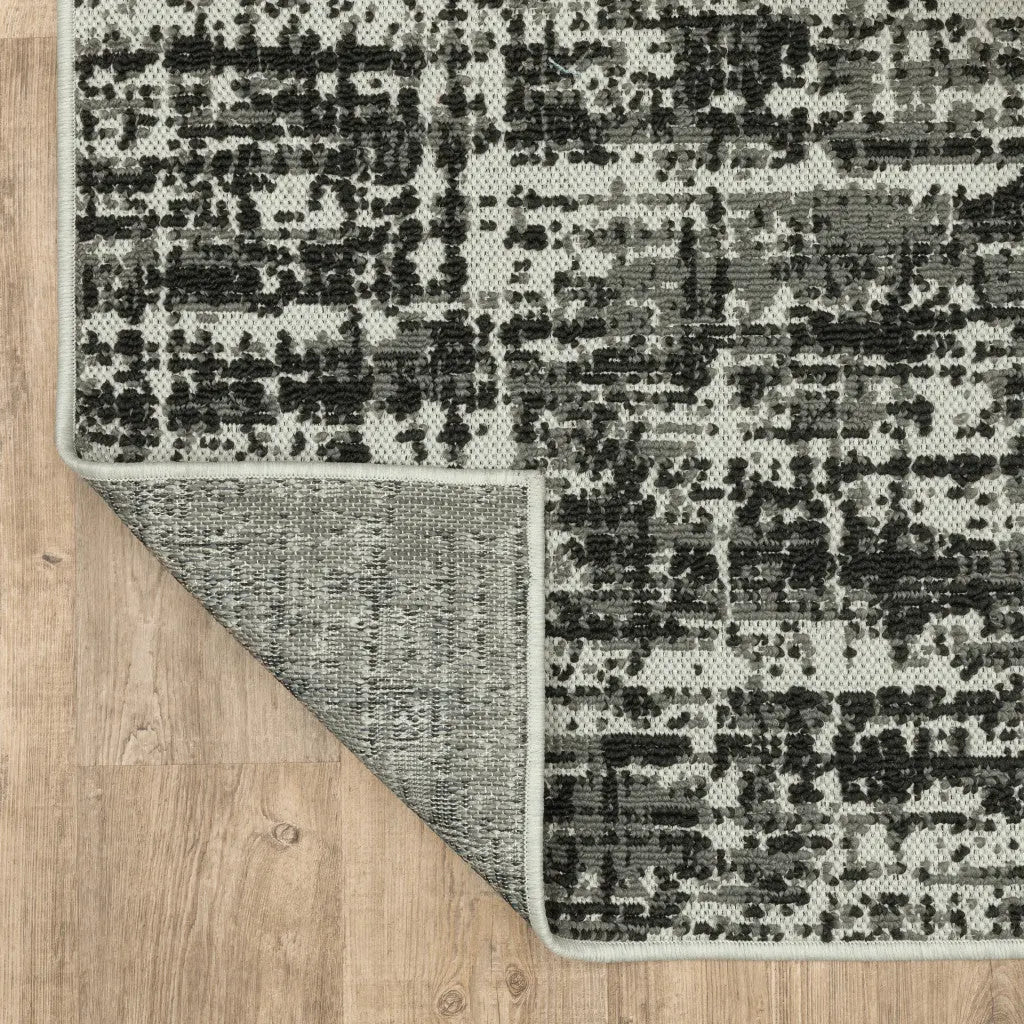 7' X 9' Beige and Black Abstract Stain Resistant Indoor Outdoor Area Rug Homeroots Outdoor